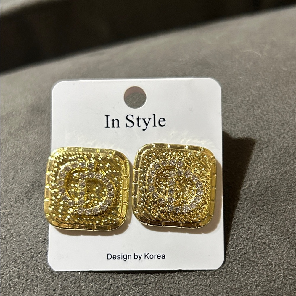 Gold  tone Square Earrings